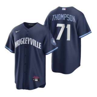 Men's - Cool Base Chicago Cubs Keegan Thompson City Connect Wrigleyville Jersey Navy Stitched
