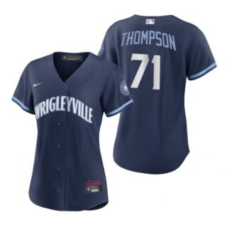 Women Chicago Cubs Keegan Thompson City Connect Wrigleyville Jersey Navy Stitched