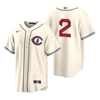 Men's Cool Base Chicago Cubs Nico Hoerner 2022 Field of Dreams Cream Stitched Jersey
