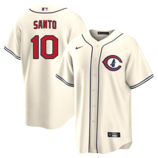 Men's Cool Base Chicago Cubs Ron Santo 2022 Field of Dreams Cream Stitched Jersey With Name