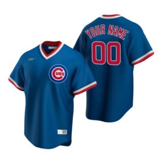 Men's Custom Chicago Cubs Cool Base Jersey Royal Cooperstown