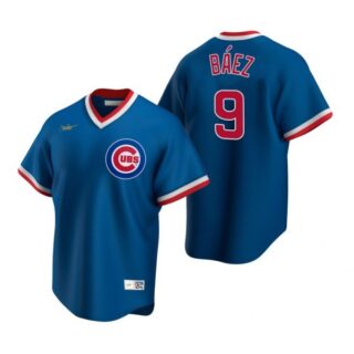 Men's Javier Baez Chicago Cubs Cool Base Jersey Royal Cooperstown