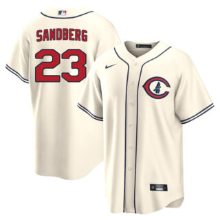 Men's Cool Base Chicago Cubs Ryne Sandberg 2022 Field of Dreams Cream Stitched Jersey With Name