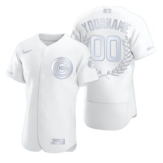 Men's Custom Chicago Cubs Flex Base Jersey White Award