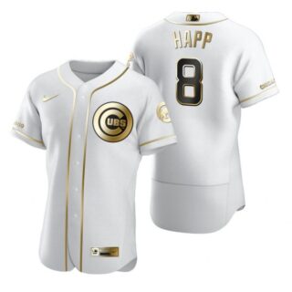 Men's Ian Happ Chicago Cubs Flex Base Jersey White Golden