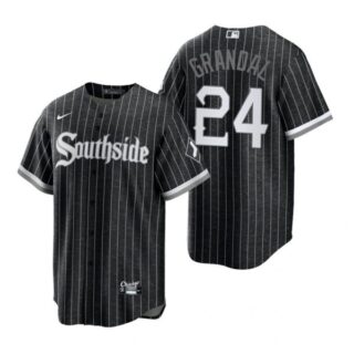 Men's Cool Base Chicago White Sox Yasmani Grandal 2021 City Connect Southside Jersey Black Stitched