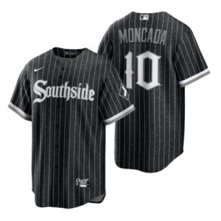 Men's Cool Base Chicago White Sox Yoan Moncada 2021 City Connect Southside Jersey Black Stitched