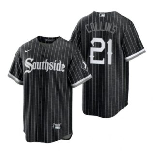 Men's Cool Base Chicago White Sox Zack Collins 2021 City Connect Southside Jersey Black Stitched