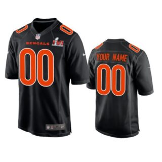 Men's Custom Cincinnati Bengals 2022 Super Bowl LVI Black Bound Game Stitched Jersey