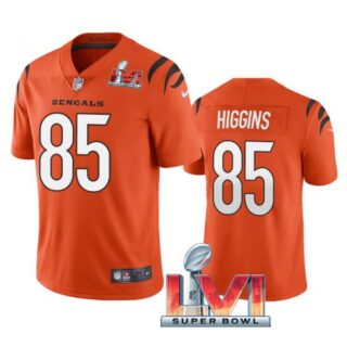 Men's Tee Higgins Cincinnati Bengals 2022 Super Bowl LVI Vapor Limited Stitched Jersey Orange