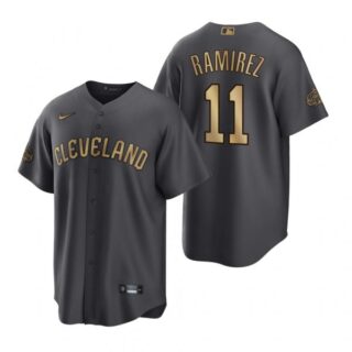 Men's Cool Base Jose Ramirez Cleveland Guardians 2022 MLB All-Star Game Charcoal Black Stitched Jersey