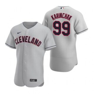 Men's James Karinchak Cleveland Indians Flex Base Jersey Gray