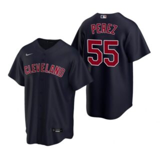 Men's Roberto Perez Cleveland Indians Cool Base Jersey Navy