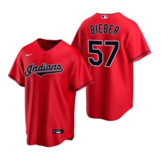 Men's Shane Bieber Cleveland Indians Cool Base Jersey Red