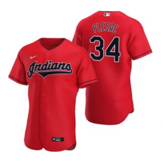 Men's Zach Plesac Cleveland Indians Flex Base Jersey Red