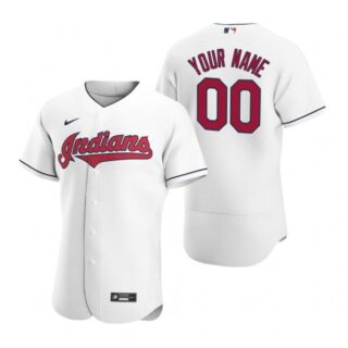 Men's Custom Cleveland Indians Flex Base Jersey White