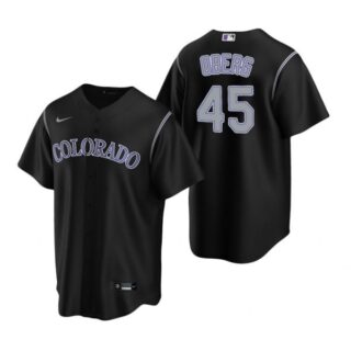 Men's Scott Oberg Colorado Rockies Cool Base Jersey Black