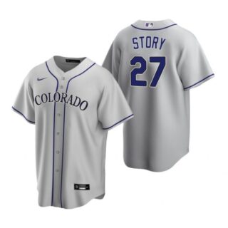 Men's Trevor Story Colorado Rockies Cool Base Jersey Gray
