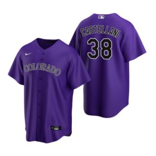 Men's Ryan Castellani Colorado Rockies Cool Base Jersey Purple