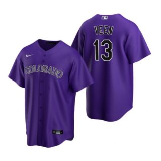 Men's Zac Veen Colorado Rockies Cool Base Jersey Purple