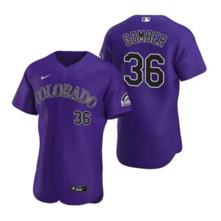 Men's Austin Gomber Colorado Rockies Flex Base Jersey Purple