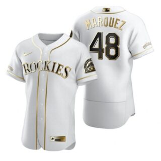 Men's German Marquez Colorado Rockies Flex Base Jersey White Golden