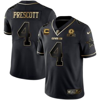 Men's Dak Prescott Dallas Cowboys Black Golden 1960 Patch Vapor Limited Jersey Stitched