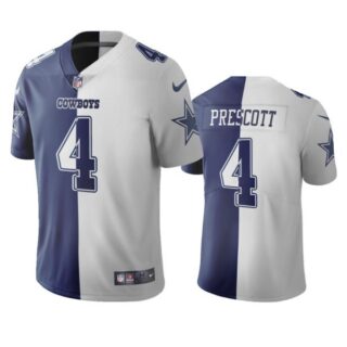 Men's Dak Prescott Dallas Cowboys Split Navy White Two Tone Vapor Limited Jersey Stitched