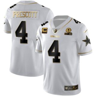 Men's Dak Prescott Dallas Cowboys White Golden 1960 Patch Vapor Limited Jersey Stitched