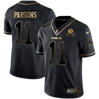 Men's Micah Parsons Dallas Cowboys Black Golden 1960 Patch Vapor Limited Jersey Stitched
