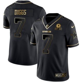 Men's Trevon Diggs Dallas Cowboys Black Golden 1960 Patch Vapor Limited Jersey Stitched