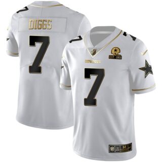 Men's Trevon Diggs Dallas Cowboys White Golden 1960 Patch Vapor Limited Jersey Stitched