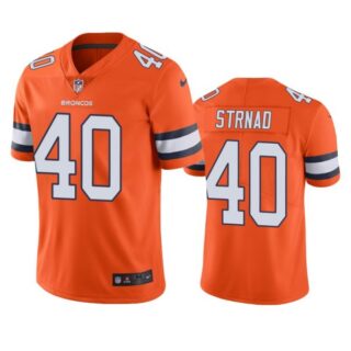Men's Justin Strnad Denver Broncos Limited Footbal Jersey Orange Color Rush