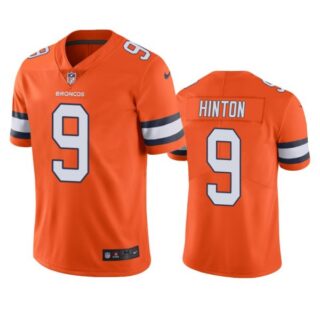 Men's Kendall Hinton Denver Broncos Limited Footbal Jersey Orange Color Rush