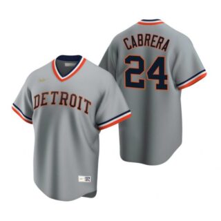 Men's Miguel Cabrera Detroit Tigers Cool Base Jersey Gray Cooperstown