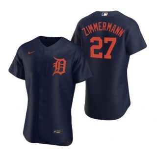 Men's Jordan Zimmermann Detroit Tigers Flex Base Jersey Navy Orange