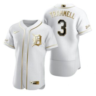 Men's Alan Trammell Detroit Tigers Flex Base Jersey White Golden