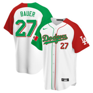 Men's Trevor Bauer Los Angeles Dodgers Cool Base Jersey Mexico White Mexican Heritage Night