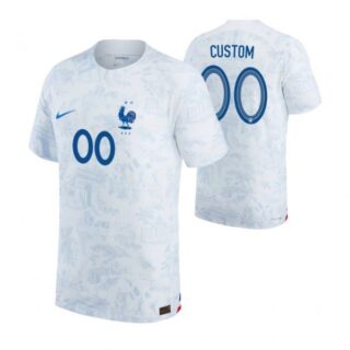 Men's Custom France National Team White Away 2022-23 Jersey
