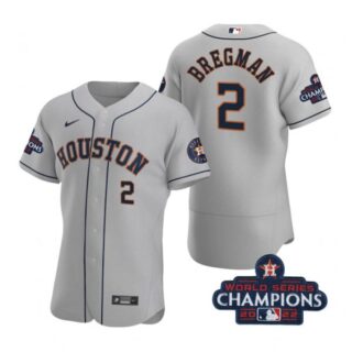 Men's Alex Bregman Houston Astros 2022 World Series Champions Stitched Gray Jersey