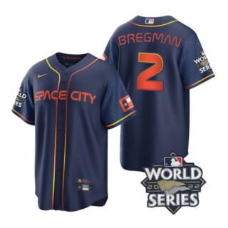 Men's Houston Astros Alex Bregman 2022 World Series City Connect Navy Stitched Jersey