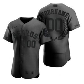Men's Custom Houston Astros Flex Base Jersey Black Award