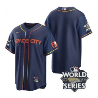 Men's Houston Astros 2022 World Series City Connect Navy Stitched Jersey