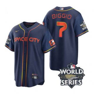 Men's Houston Astros Craig Biggio 2022 World Series City Connect Navy Stitched Jersey