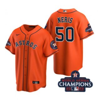 Men's Hector Neris Houston Astros 2022 World Series Champions Orange Stitched Jersey
