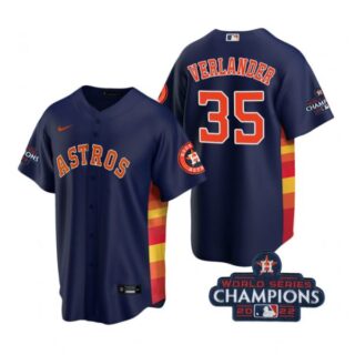 Men's Justin Verlander Houston Astros 2022 World Series Champions Navy Stitched Jersey