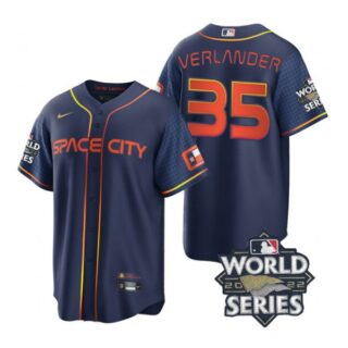 Men's Houston Astros Justin Verlander 2022 World Series City Connect Navy Stitched Jersey