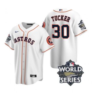 Men's Houston Astros Kyle Tucker 2022 World Series White Home Stitched Jersey