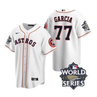 Men's Houston Astros Luis Garcia 2022 World Series White Home Stitched Jersey