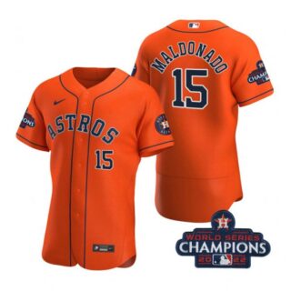 Men's Martin Maldonado Houston Astros 2022 World Series Champions Stitched Orange Jersey